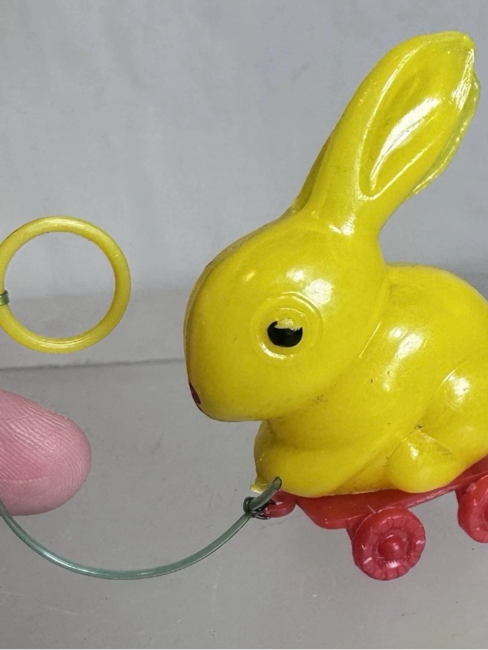 Vintage Made In Korea Yellow Bunny Pull Toy Mini Miniature